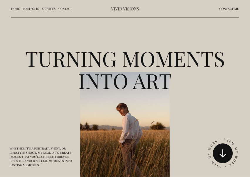 Photographer portfolio example